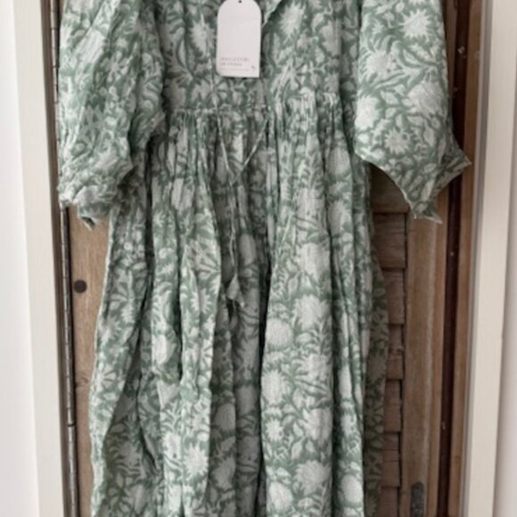 Daughters of India - Block Print Dress  - Size: SMALL  Color: Jade - Picture 3 of 5